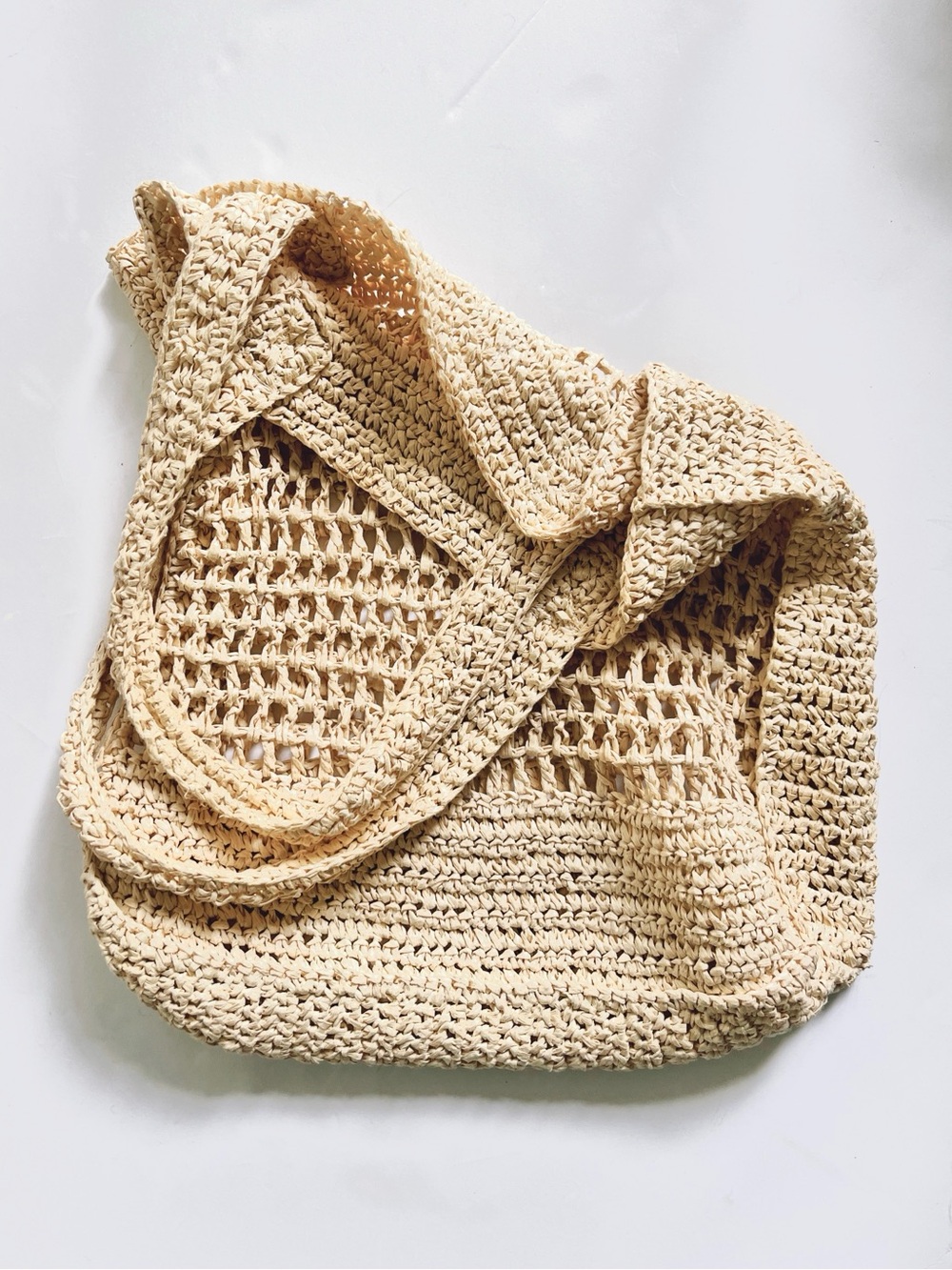 H&M Woven Crochet Tote Bag in Beige